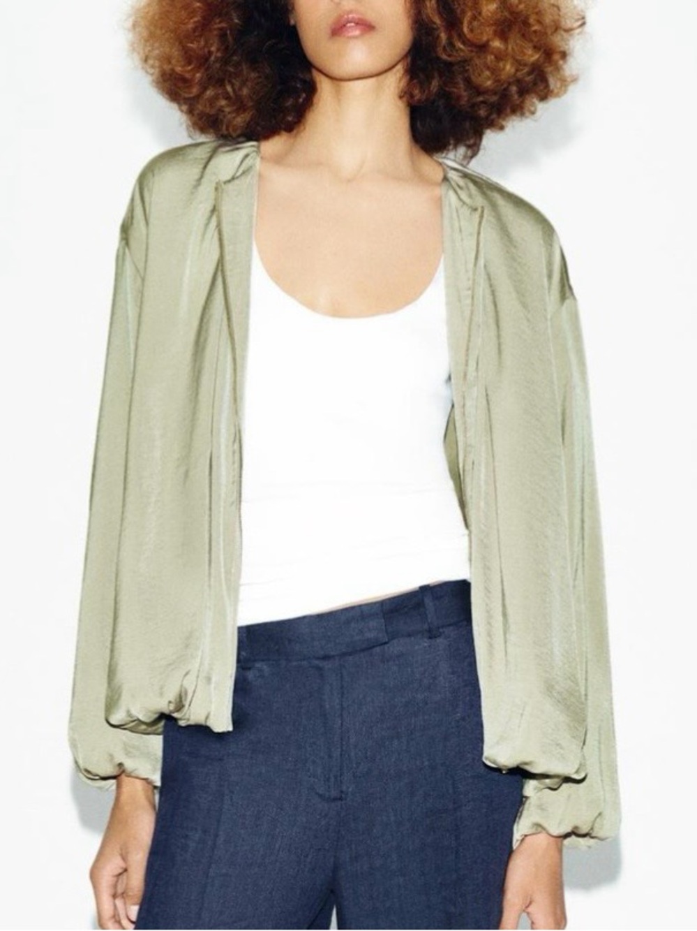 Zara Light Khaki Fluid Balloon Bomber Jacket. Size XL. Brand new!